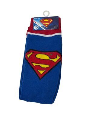 Superman Shield Crew Socks Blue Red Graphic Novelty Men’s One Size